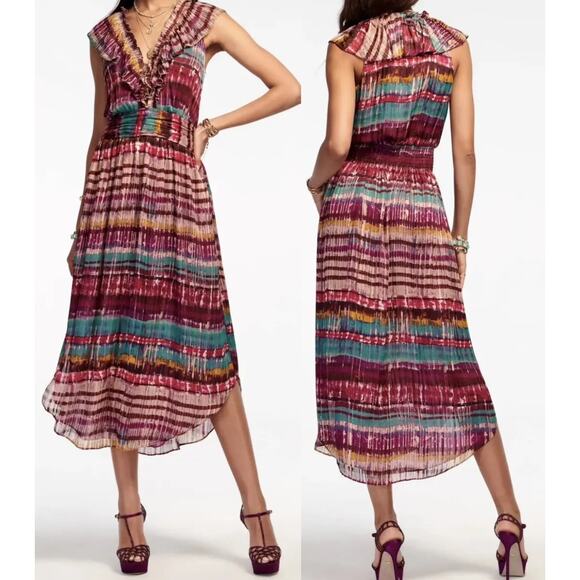 NWT Ramy Brook Mulco Harrison V-Neck Midi Dress Shirtail Designer Size S - Picture 1 of 9